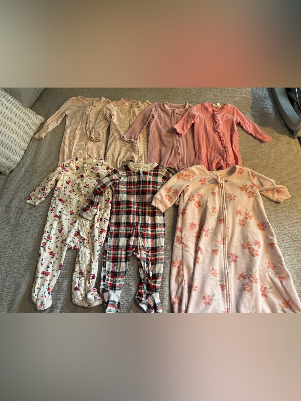 Carter's Baby Girls Pink Footies Sleepwear Bundle Carters and GAP